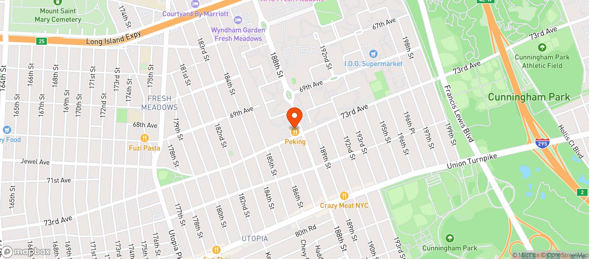Map showing FRESH MEADOWS FOOD MART