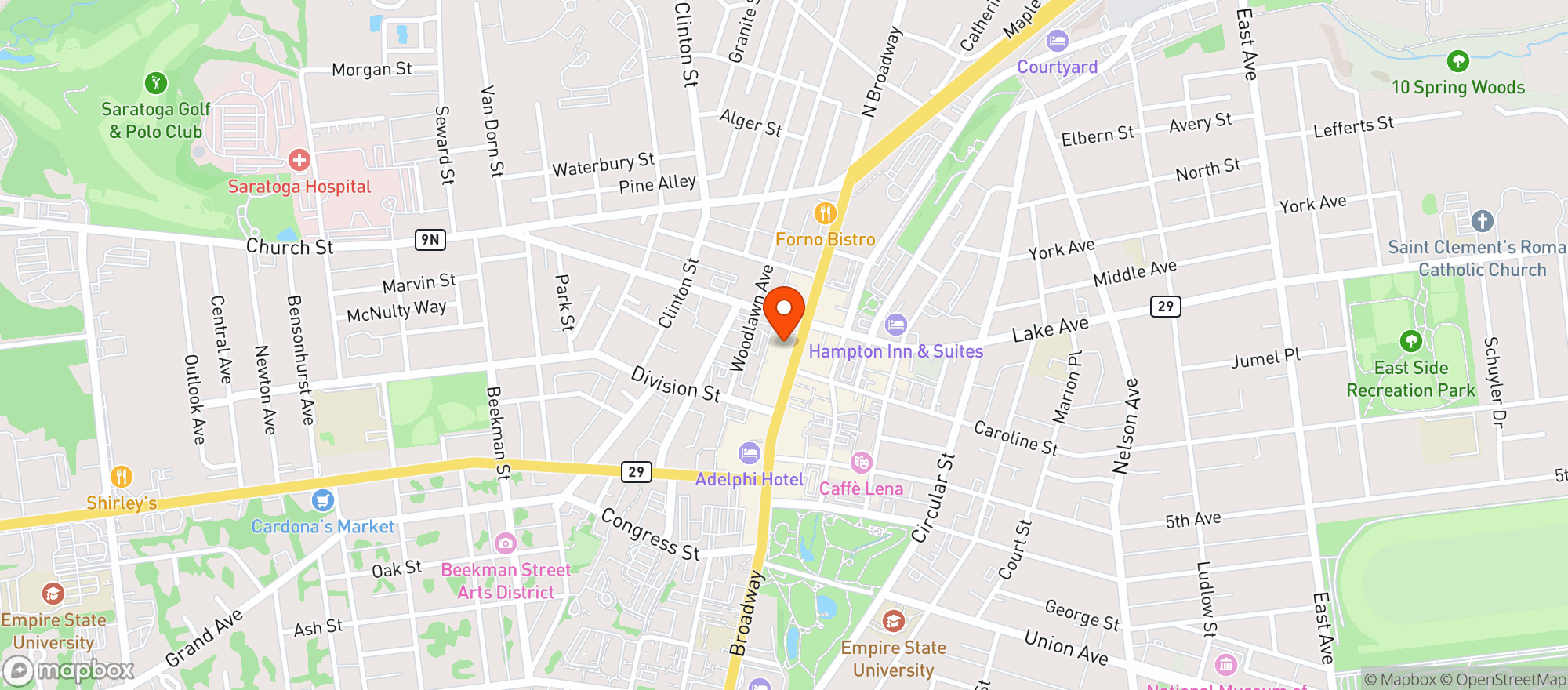 Map showing Cooperstown Beverage Exch