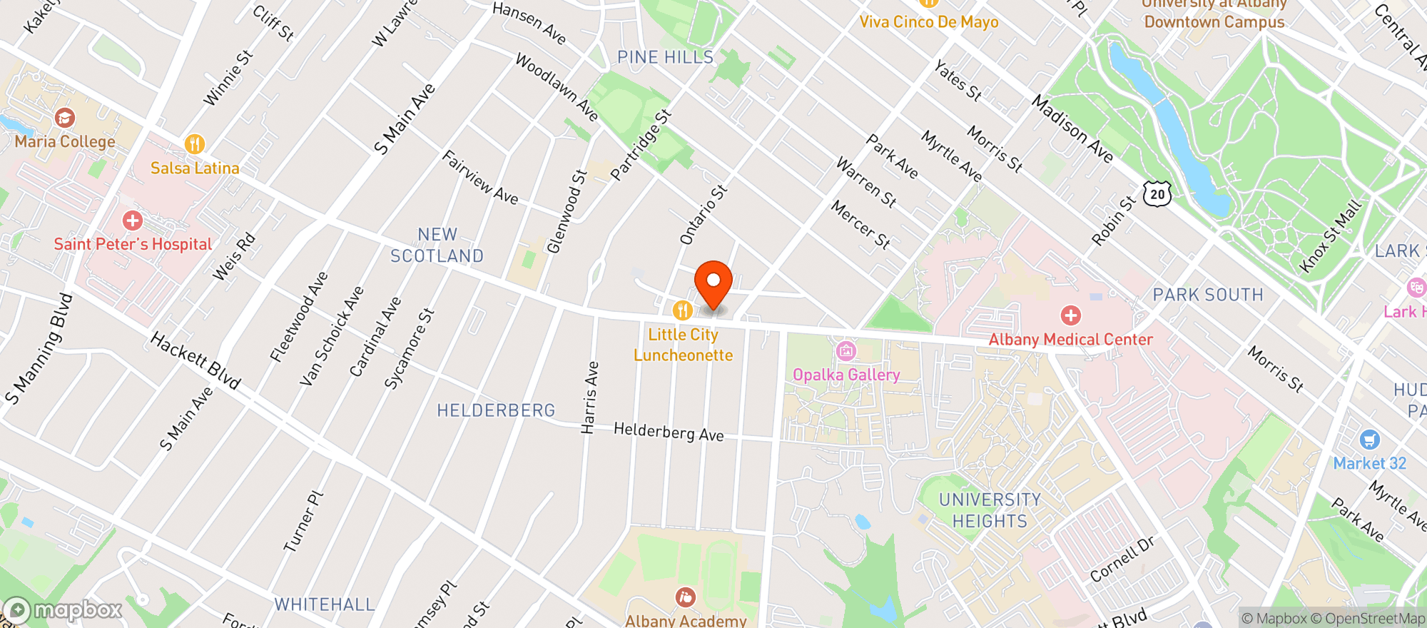 Map showing The Wine Shop New Scotland Ave