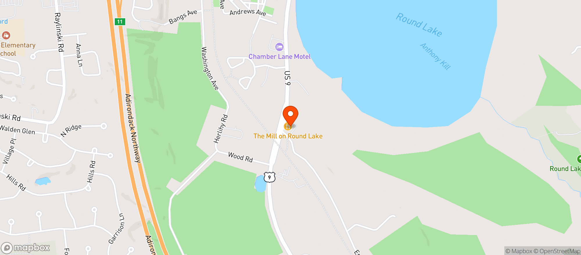 Map showing Mill On Round Lake