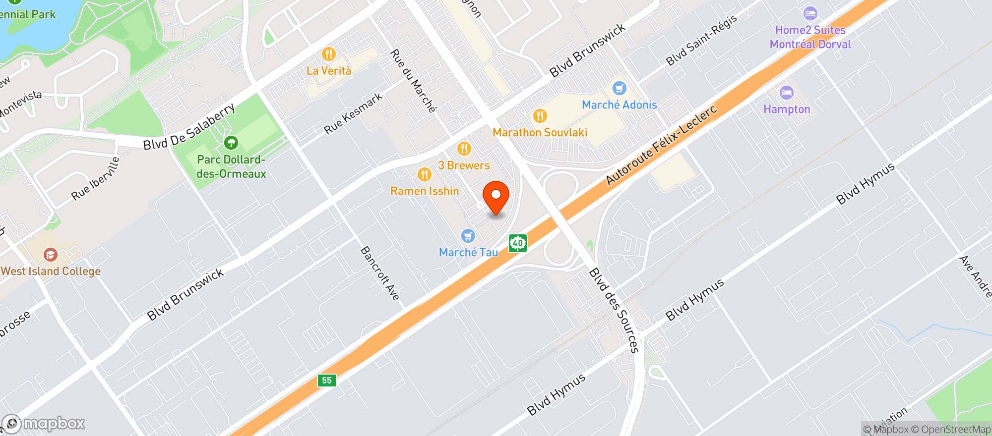 Map showing Tau Pointe Claire