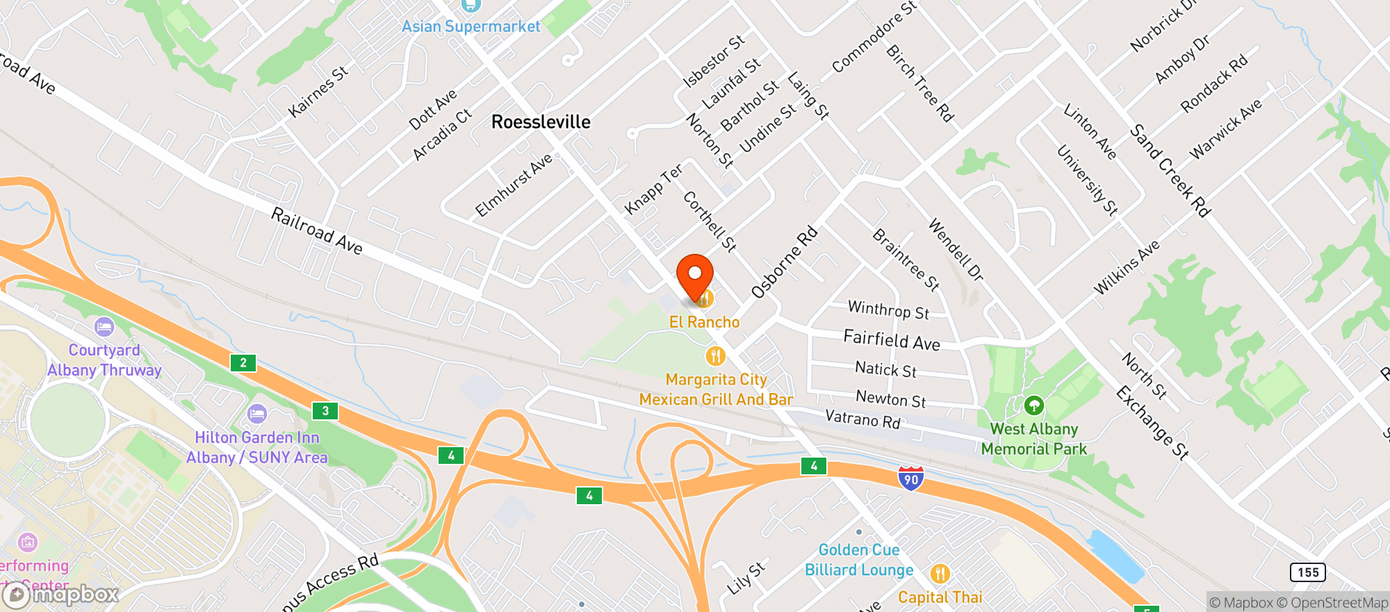 Map showing El Rancho