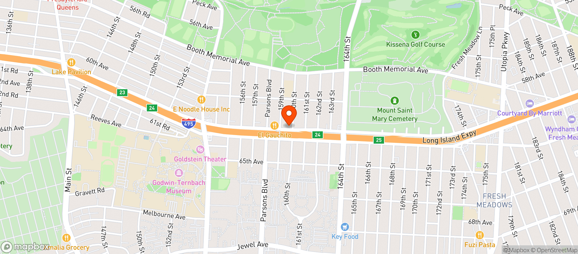Map showing Queens Natural Meats