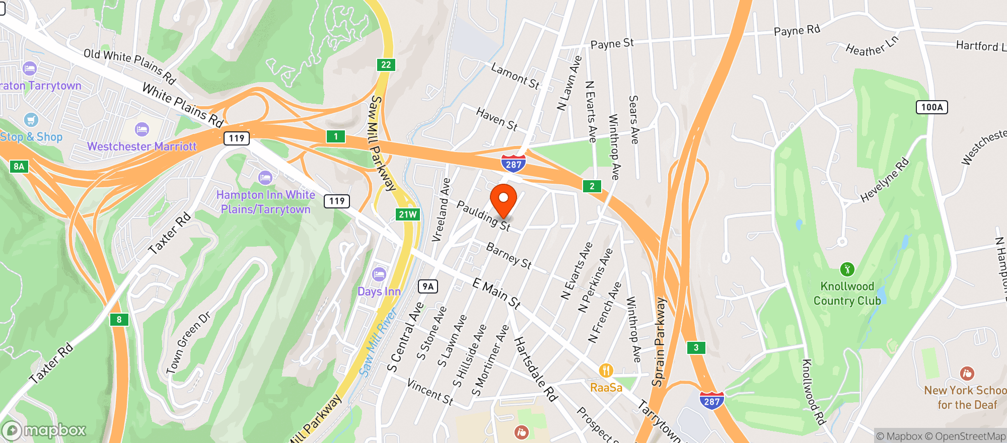 Map showing Elmsford Beer & Soda