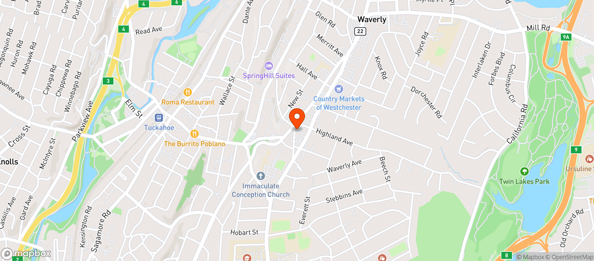 Map showing The Eastchester Inn