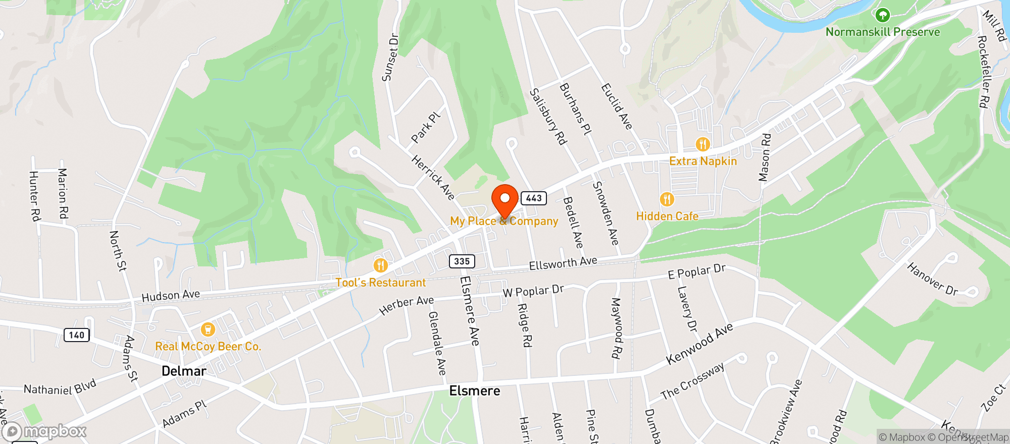Map showing Delmar Beverage