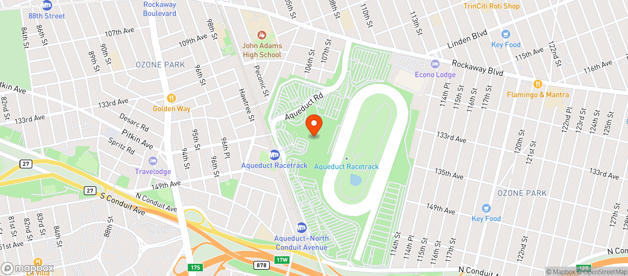 Map showing Hyatt Regency JFK Airport at Resorts World New York