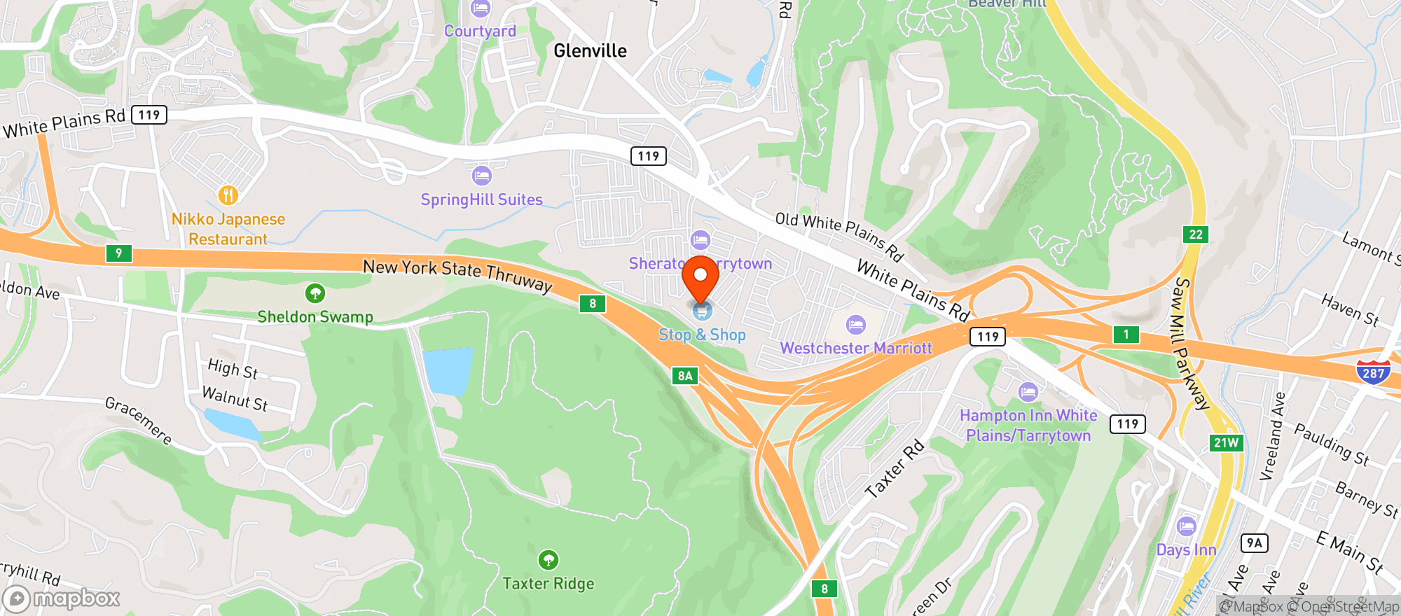 Map showing STOP & SHOP (610 WHITE PLAINS ROAD)