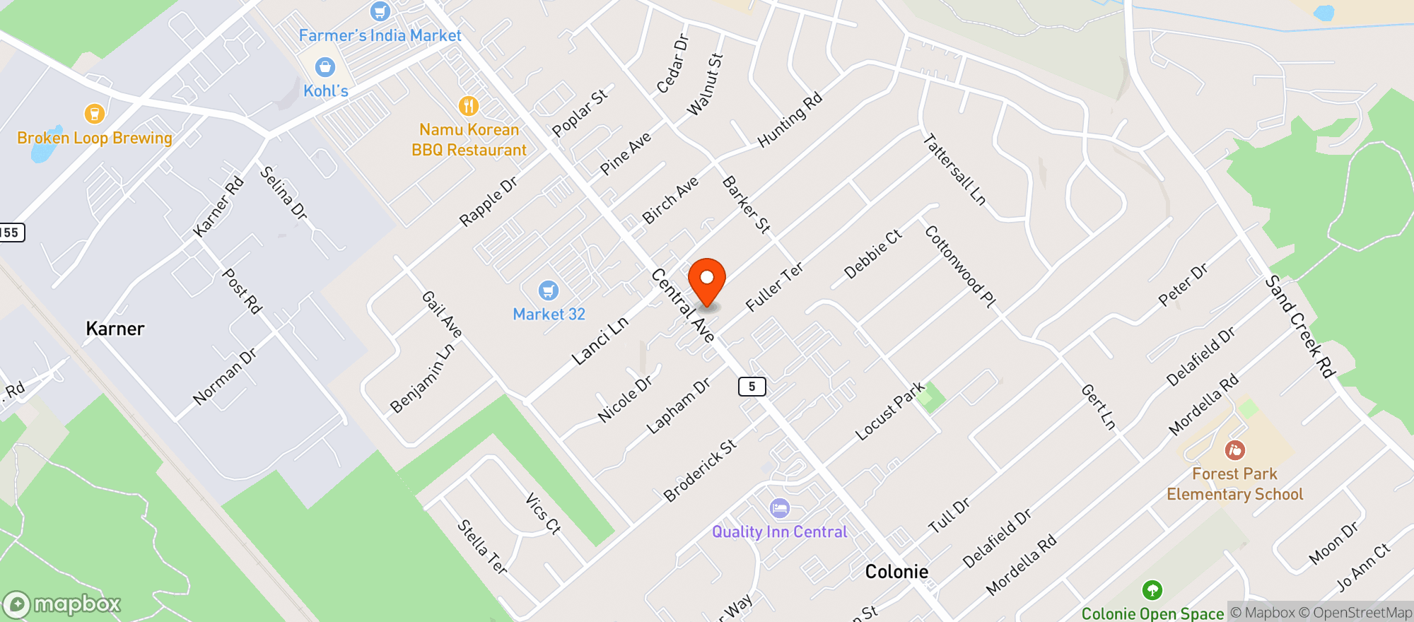 Map showing Smith Colonie Wine & Liquor