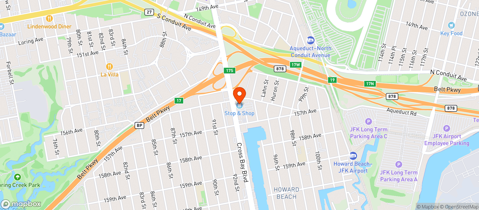 Map showing Stop & Shop (156-01 Cross Bay Boulevard)