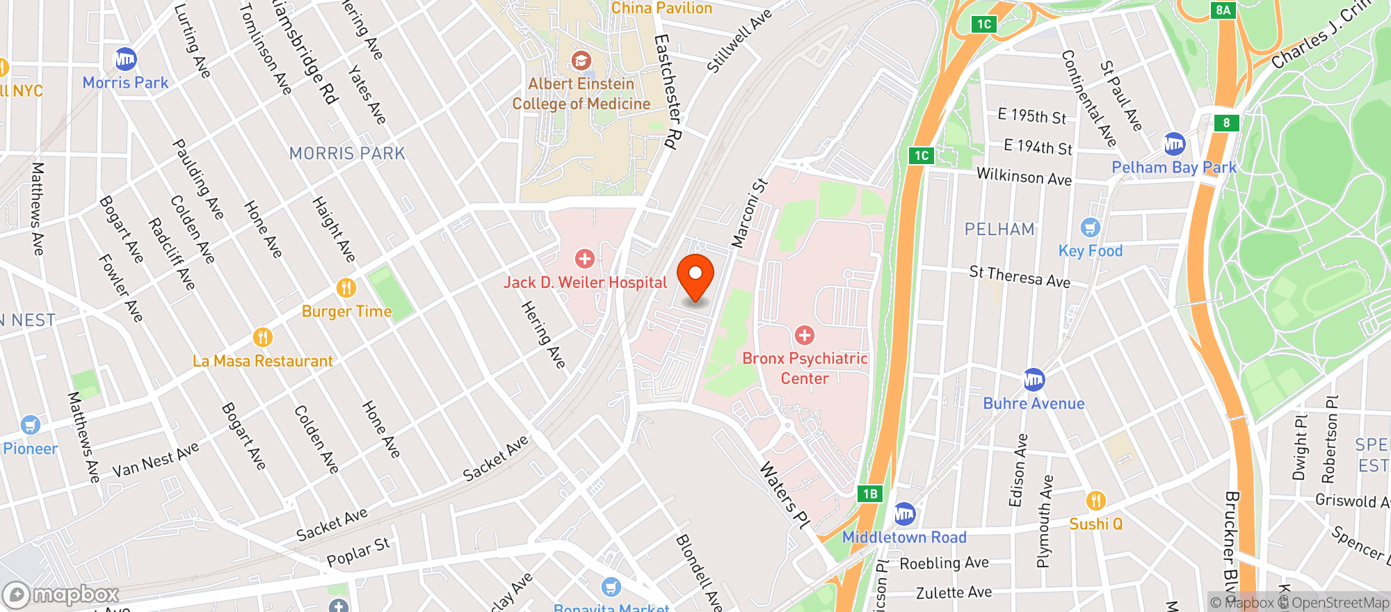 Map showing Residence Inn #nycbx
