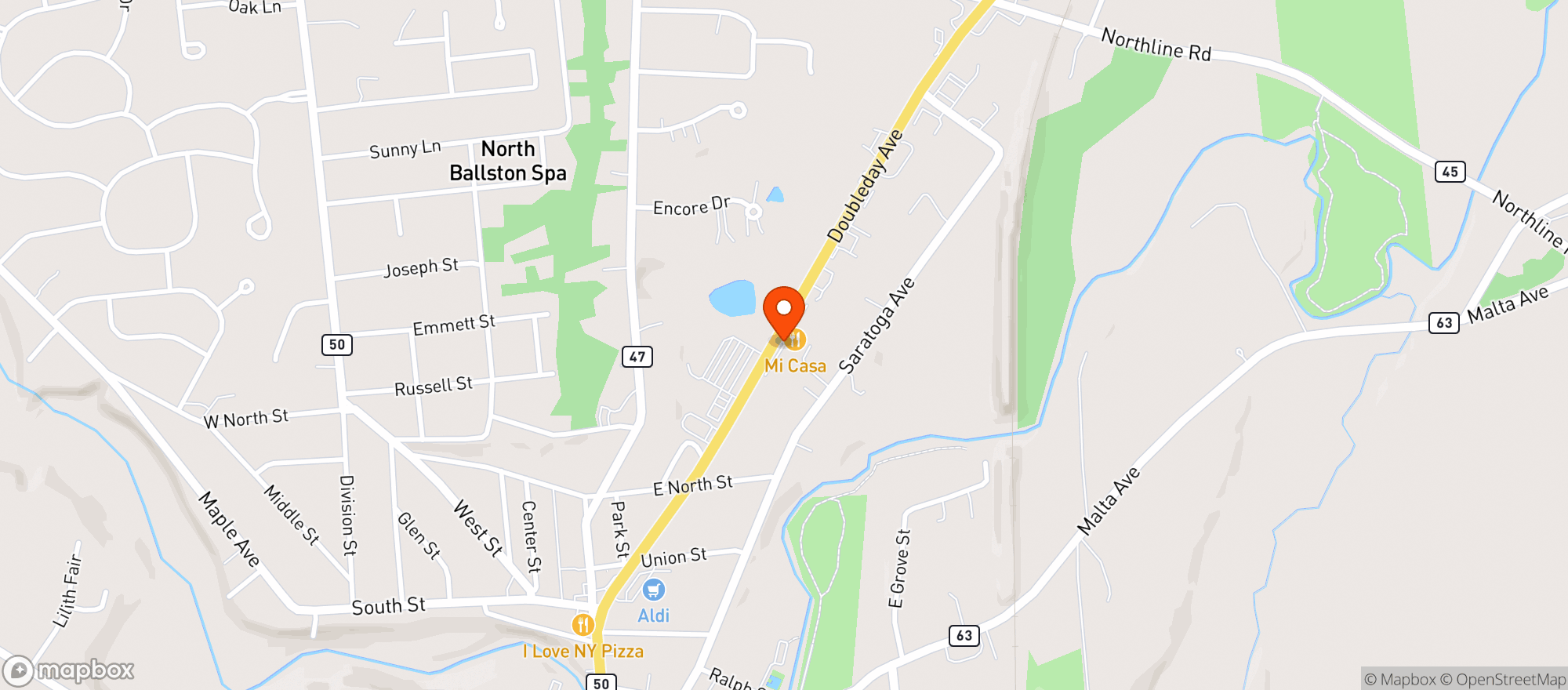 Map showing Saratoga Wine & Spirts