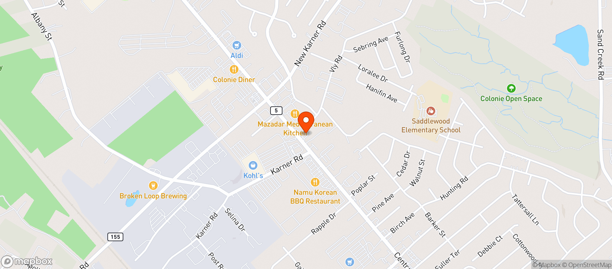 Map showing Colonie Star Beverage