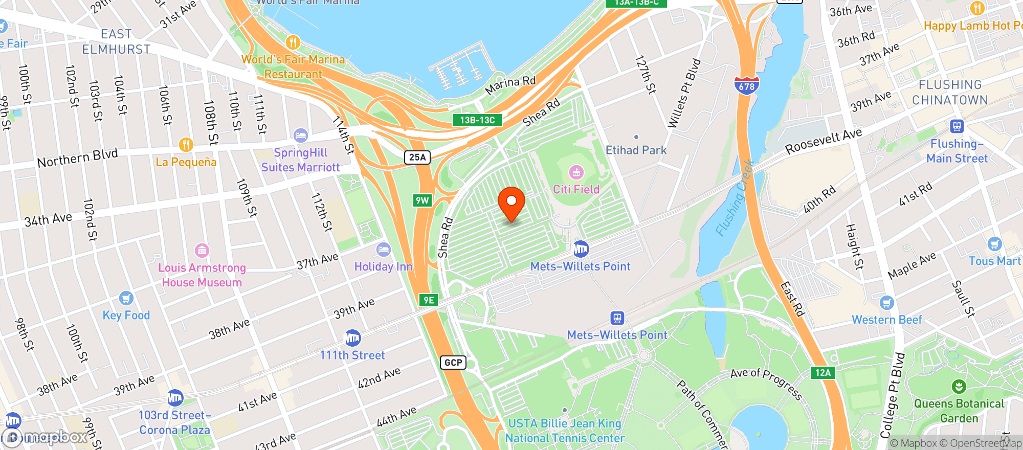 Map showing Citi Field Parking Lot