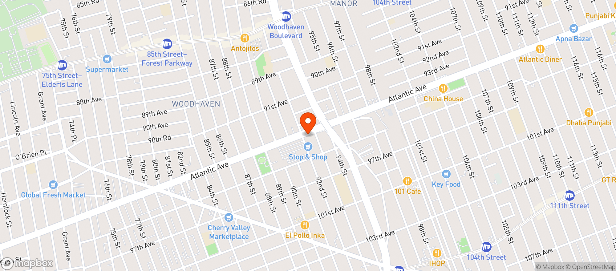 Map showing Stop & Shop (92-10 Atlantic Avenue)