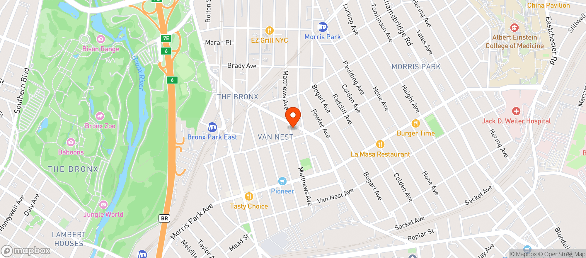 Map showing Frankie & Johnnys Pine Restaurant