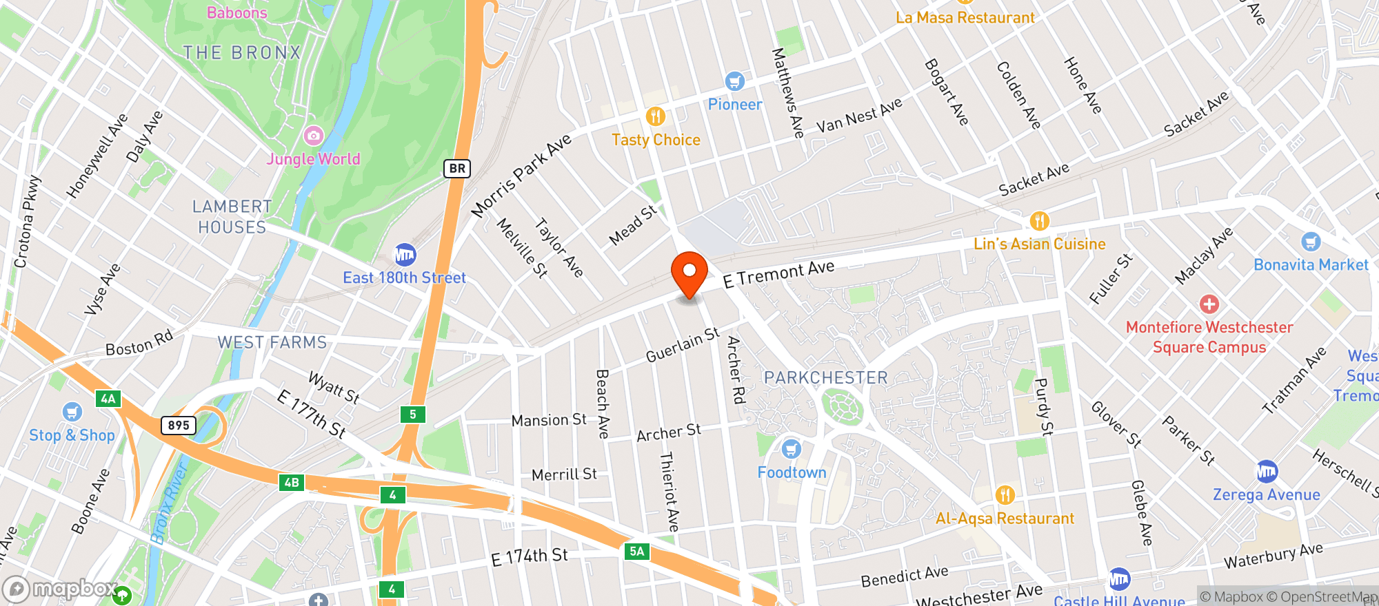 Map showing Gopuff (Bronx)