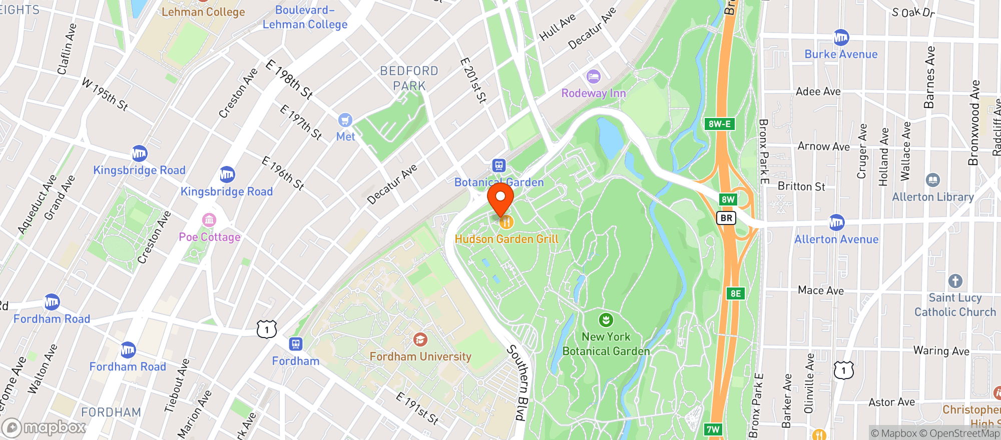 Map showing Ny Botanical Garden