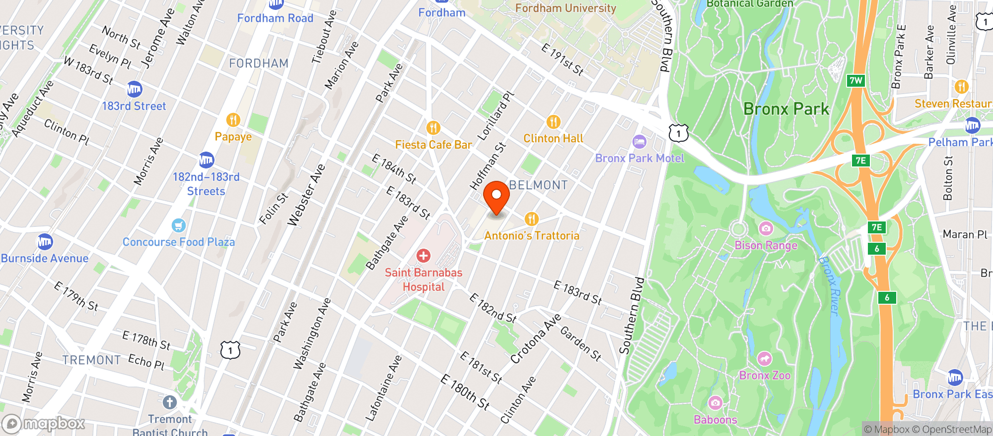 Map showing The Bronx Beer Hall