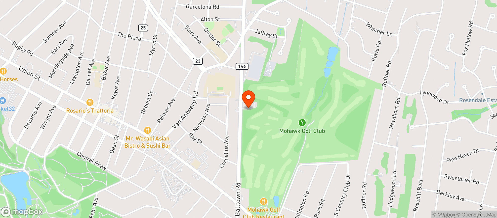 Map showing Schenectady Curling Club