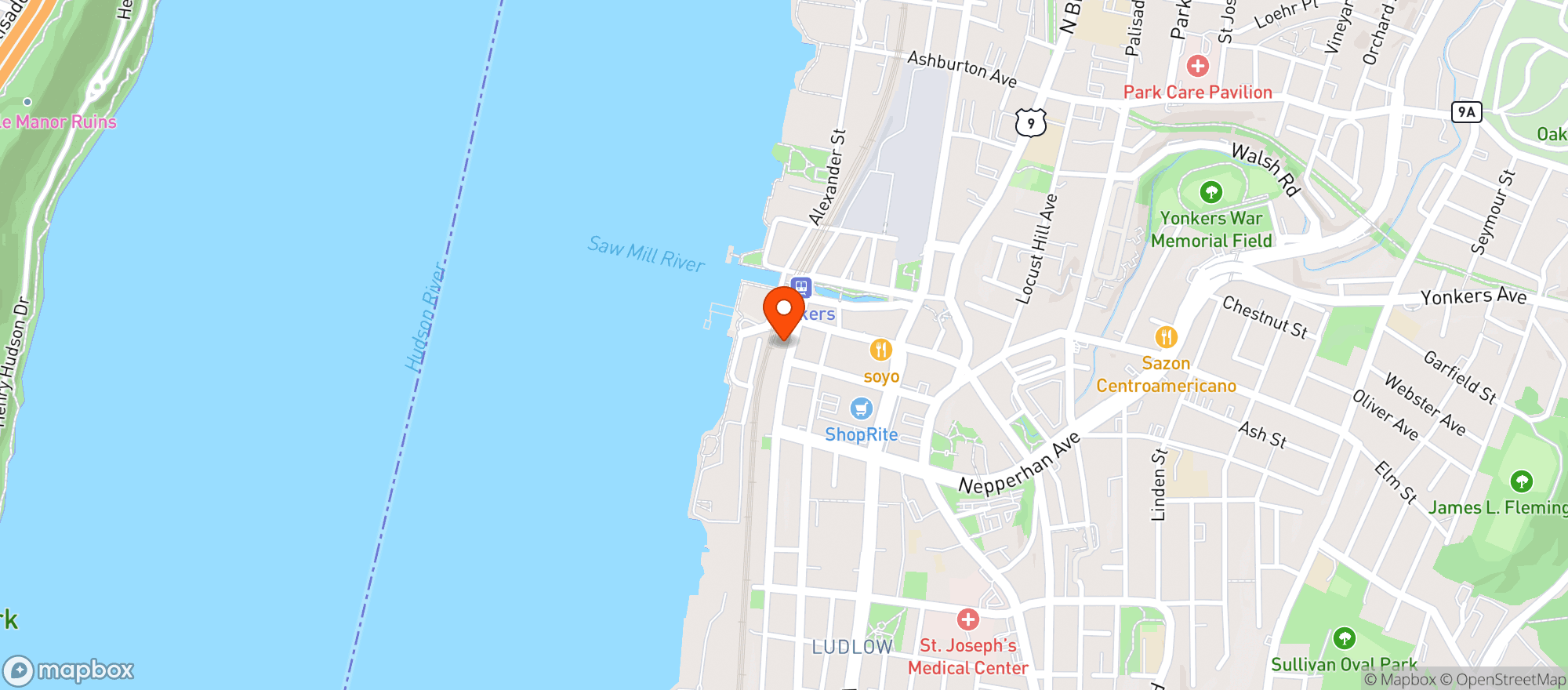 Map showing Yonkers Brewing Co