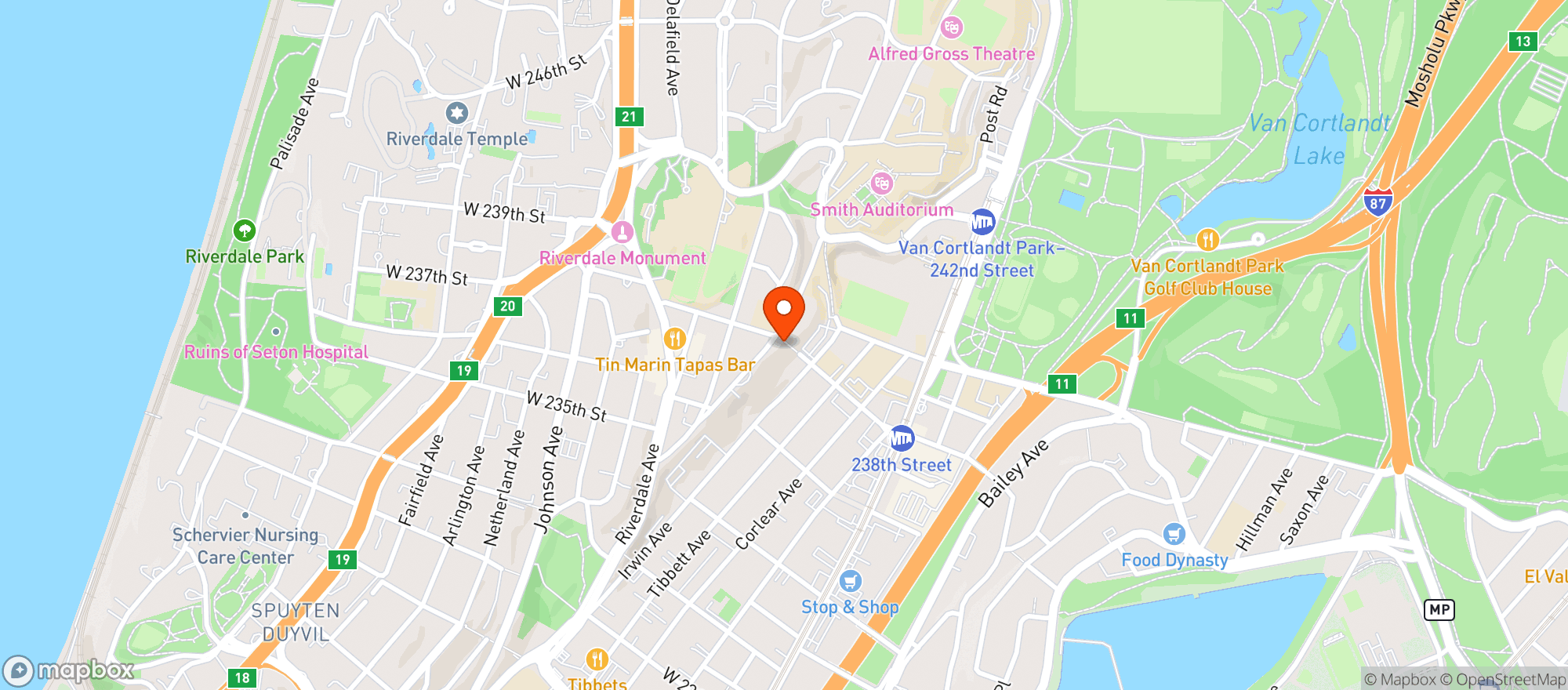 Map showing New Riverdale Gourmet Deli