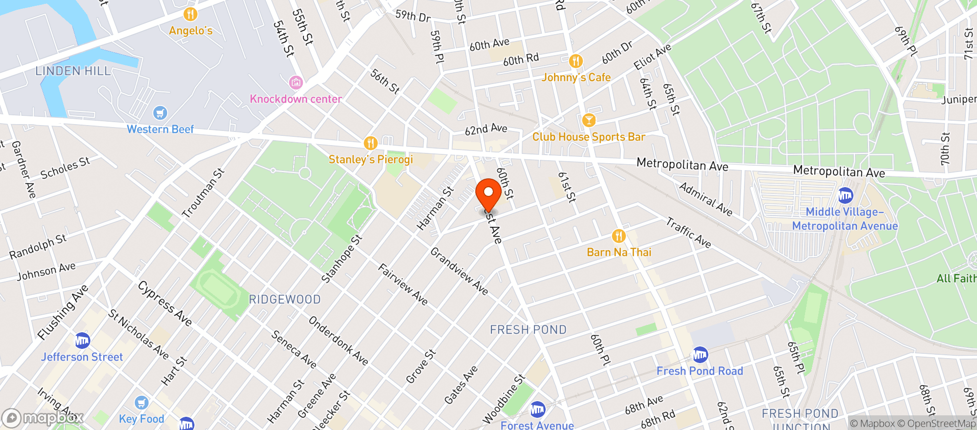 Map showing Mano's Pizza