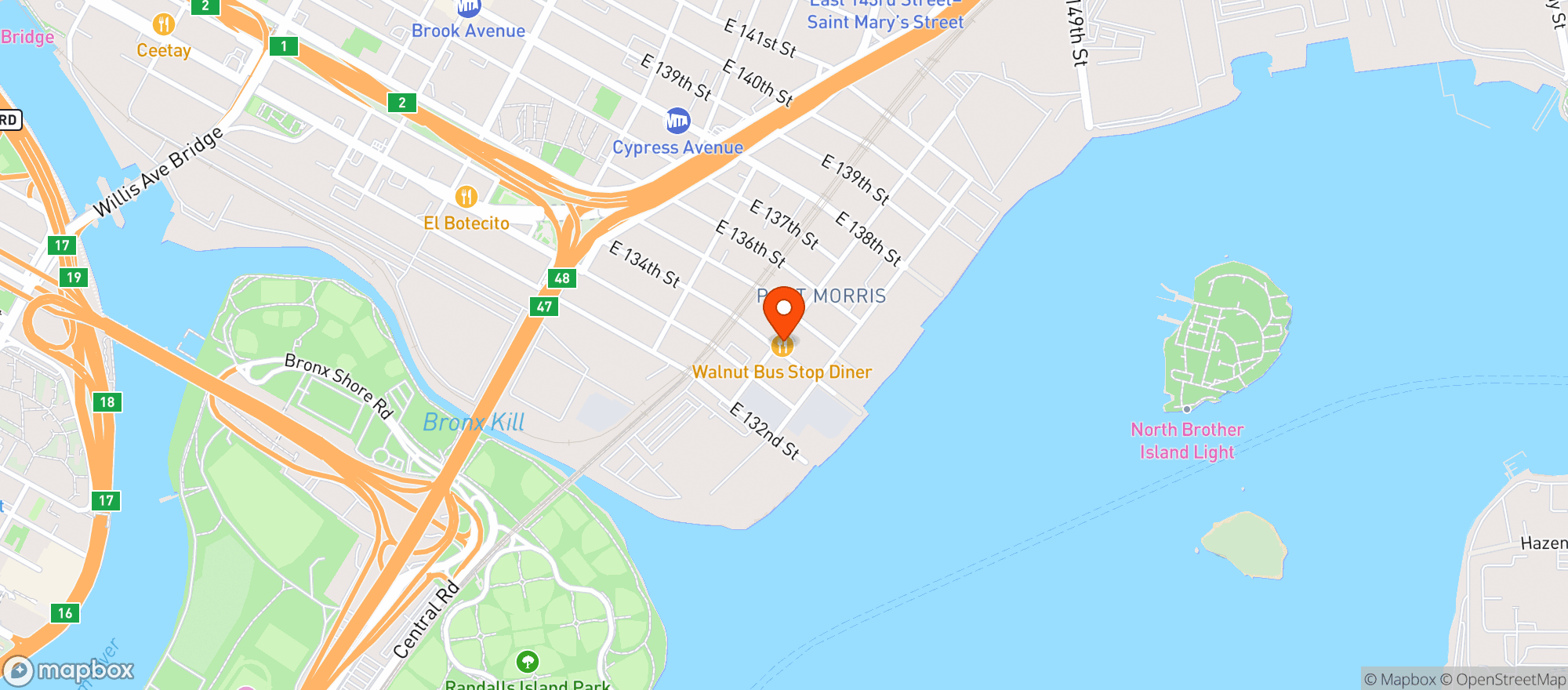 Map showing Walnut Bus Stop One Shop