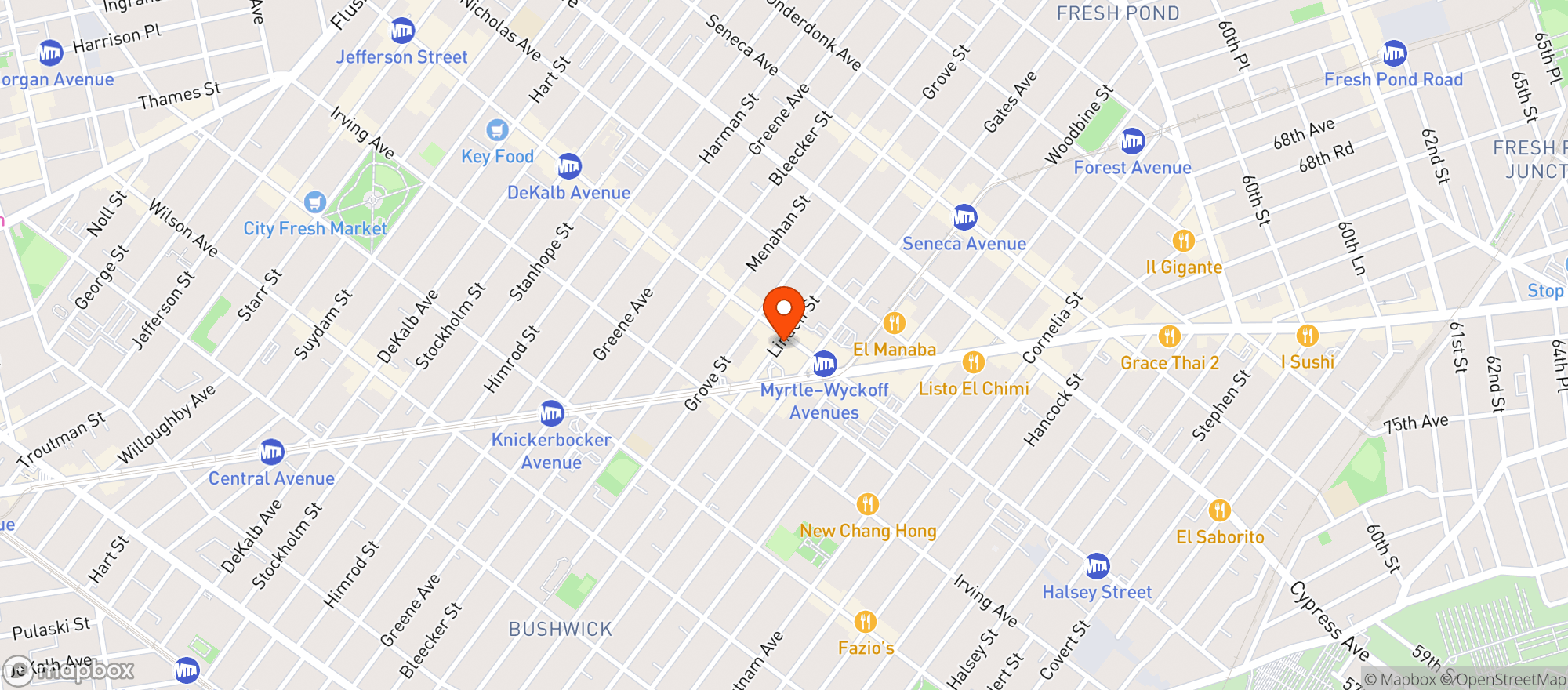 Map showing WICKOFF GOURMET DELI