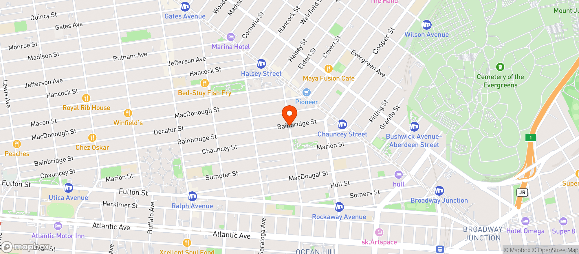 Map showing ALL NATURAL MARKET & DELI