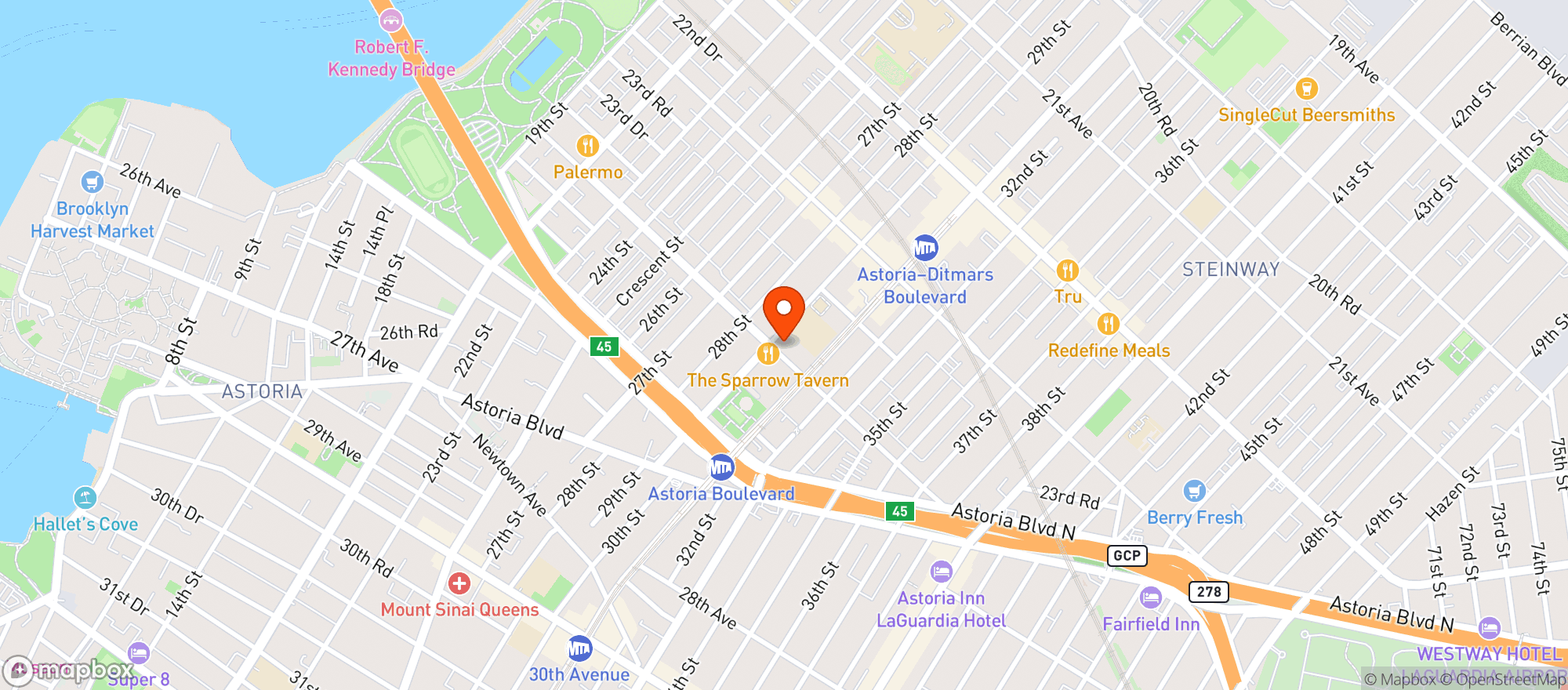 Map showing Bohemian Hall & Beer Garden