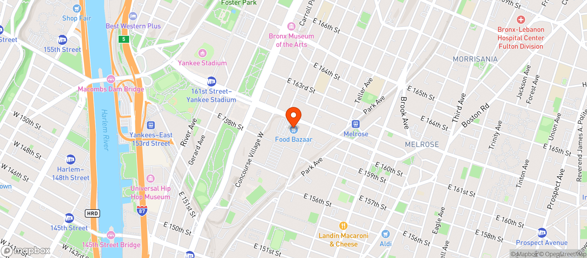 Map showing Food Bazaar