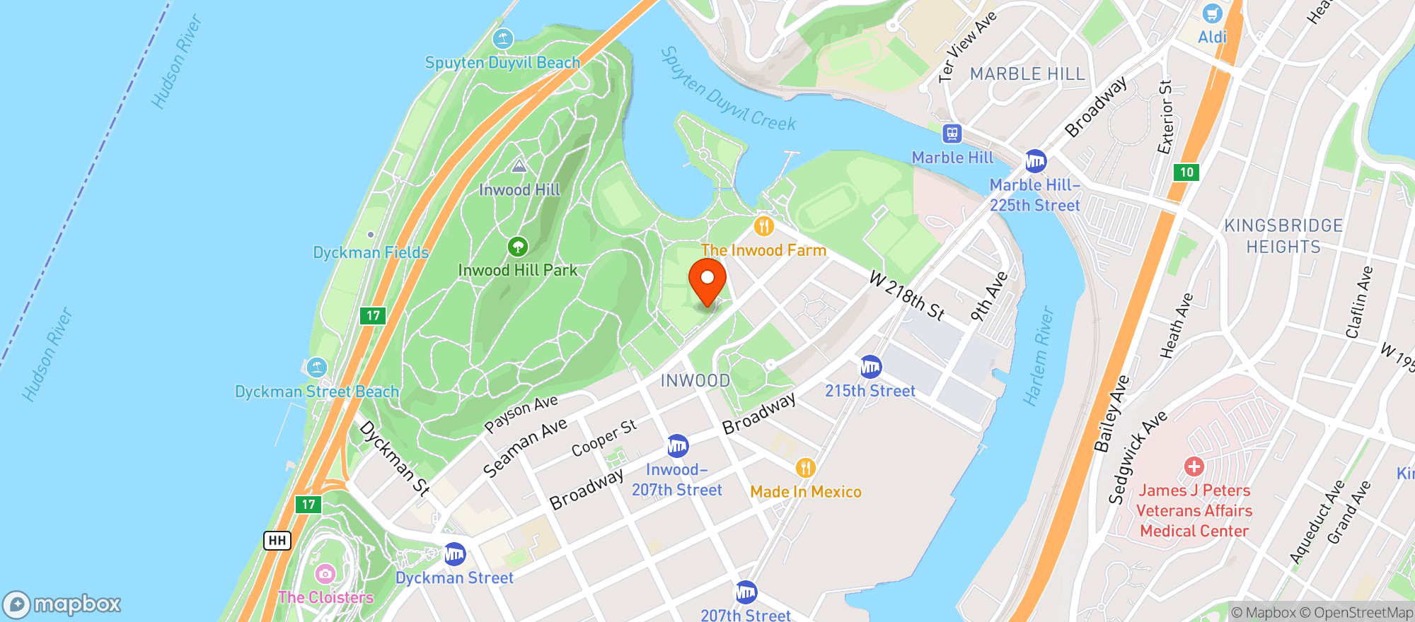 Map showing Inwood Hill Park