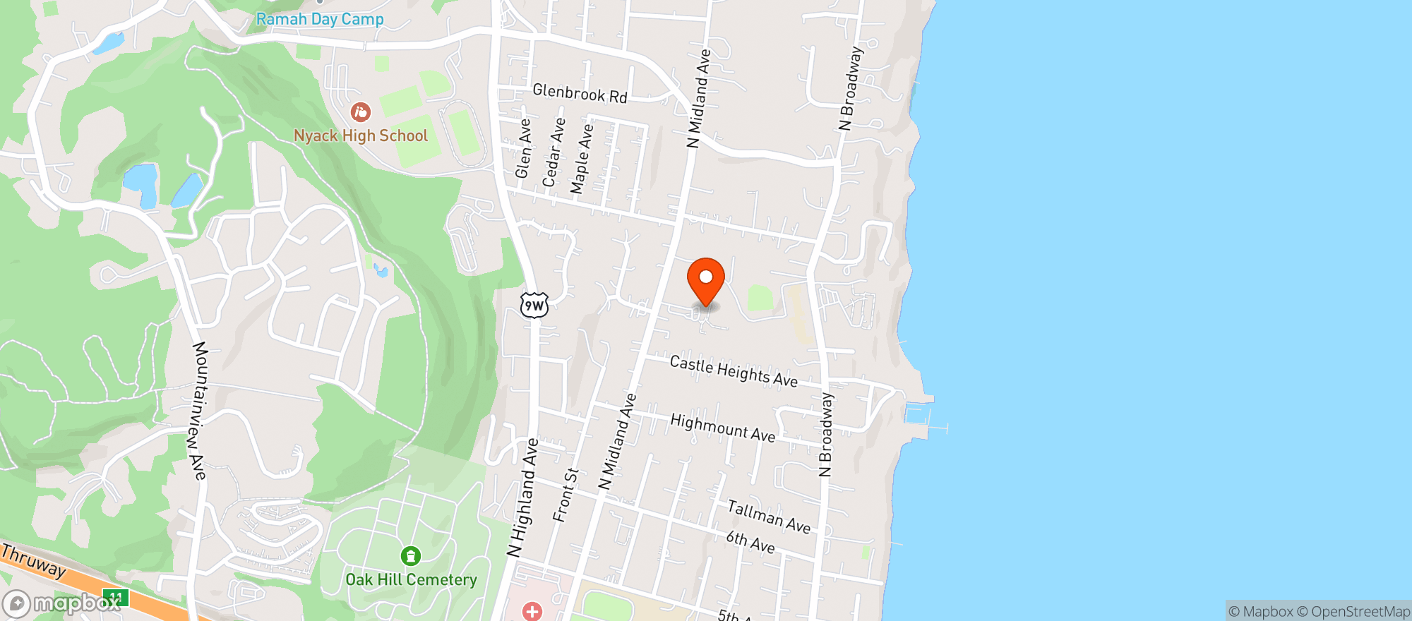 Map showing Nyack Field Club