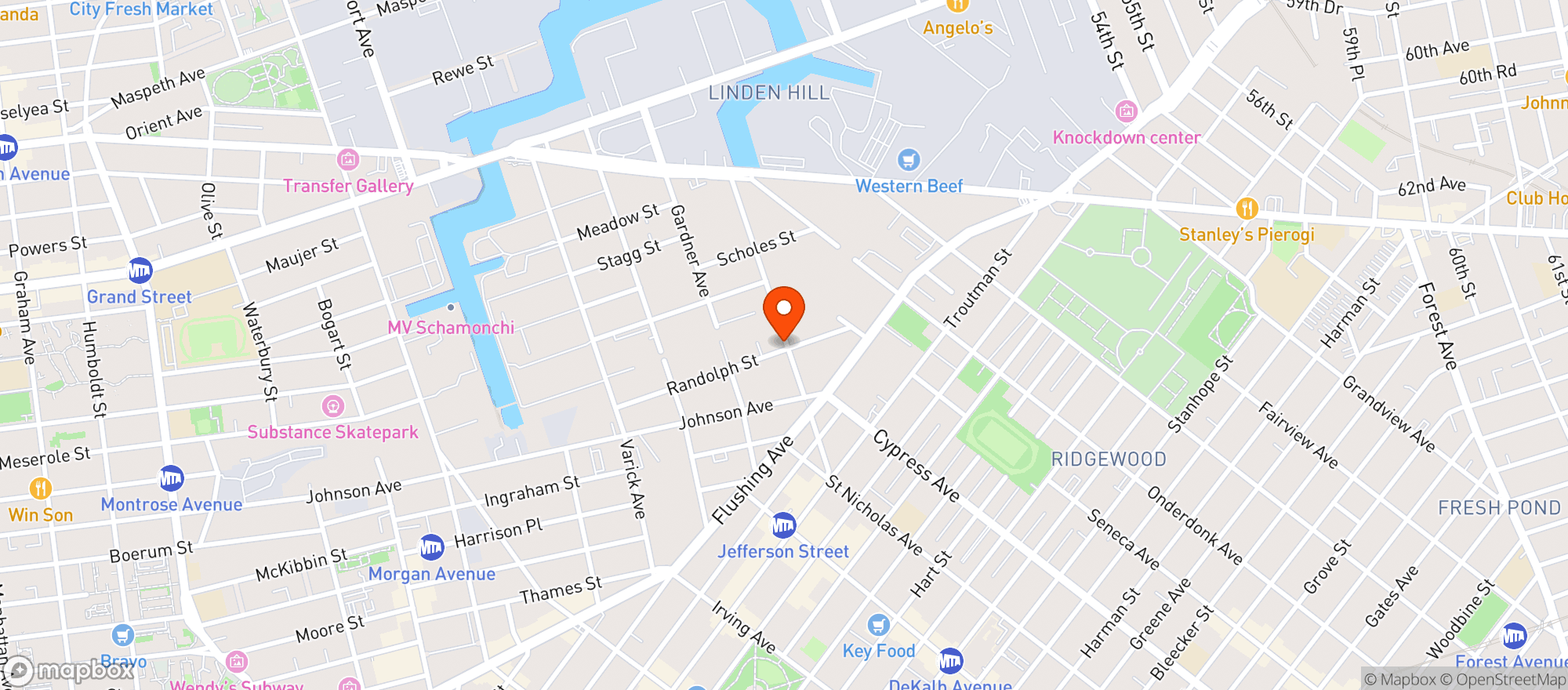 Map showing Honey's
