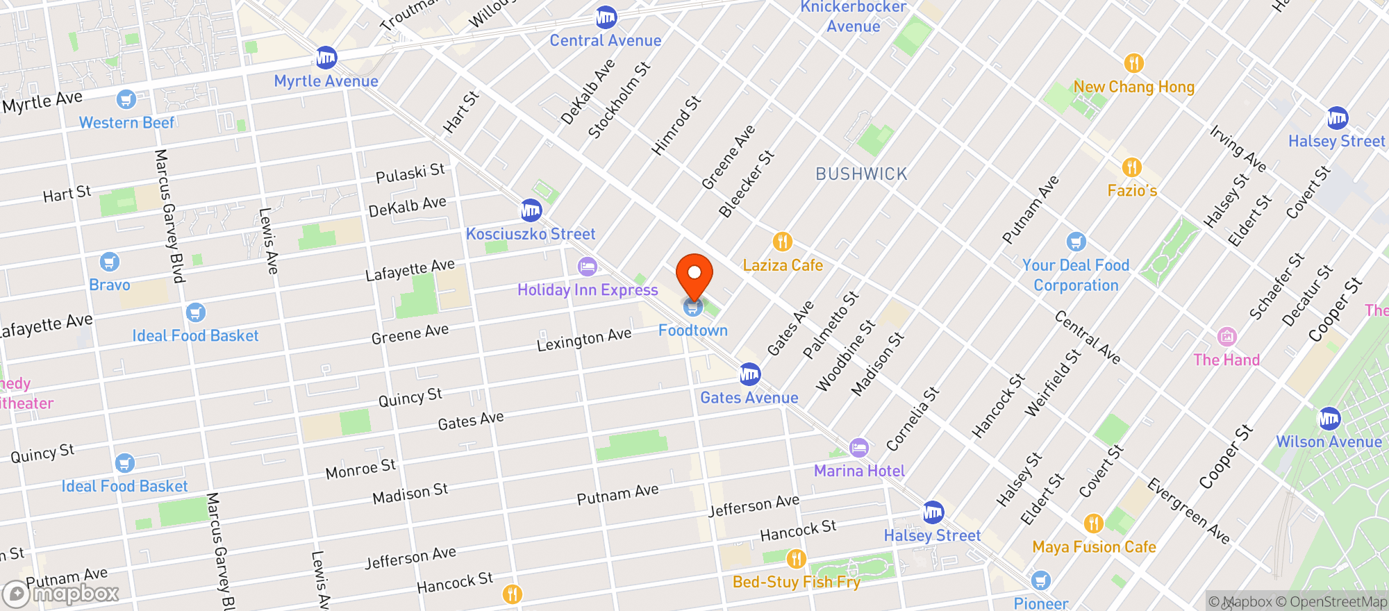 Map showing Foodtown Of Bushwick