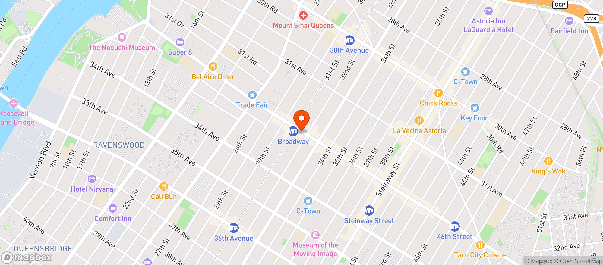 Map showing Broadway Beer And Smoke