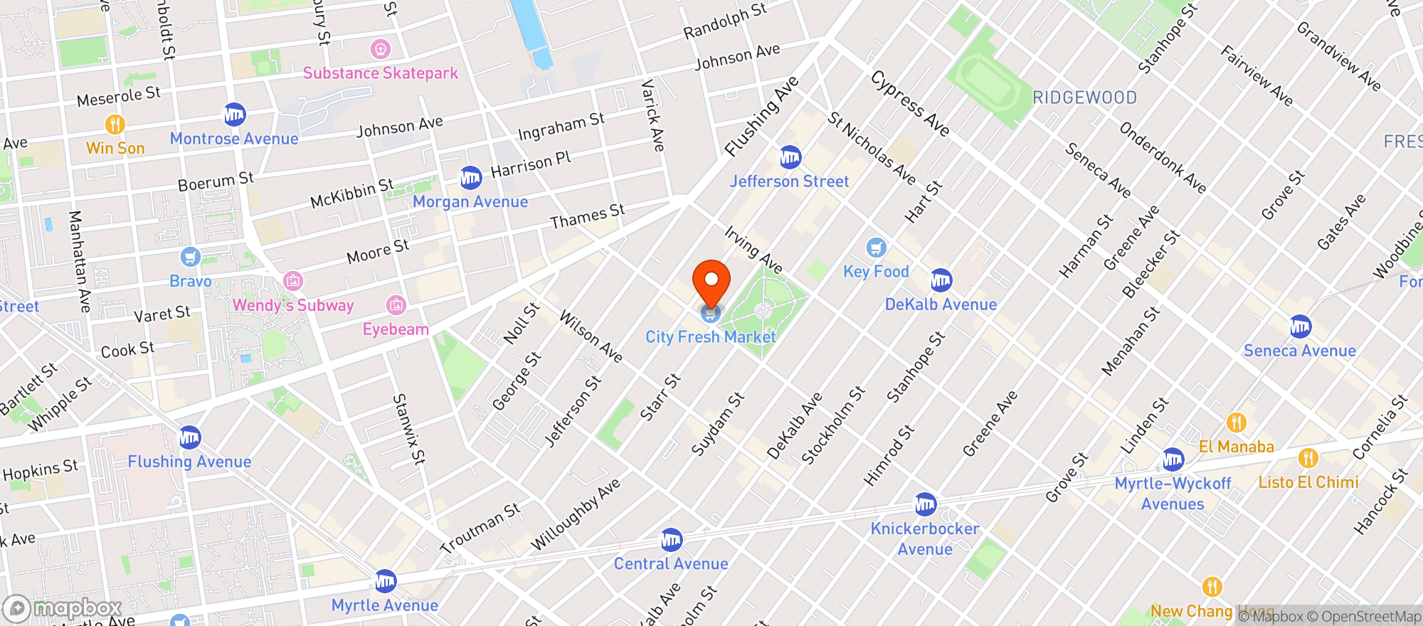 Map showing City Fresh