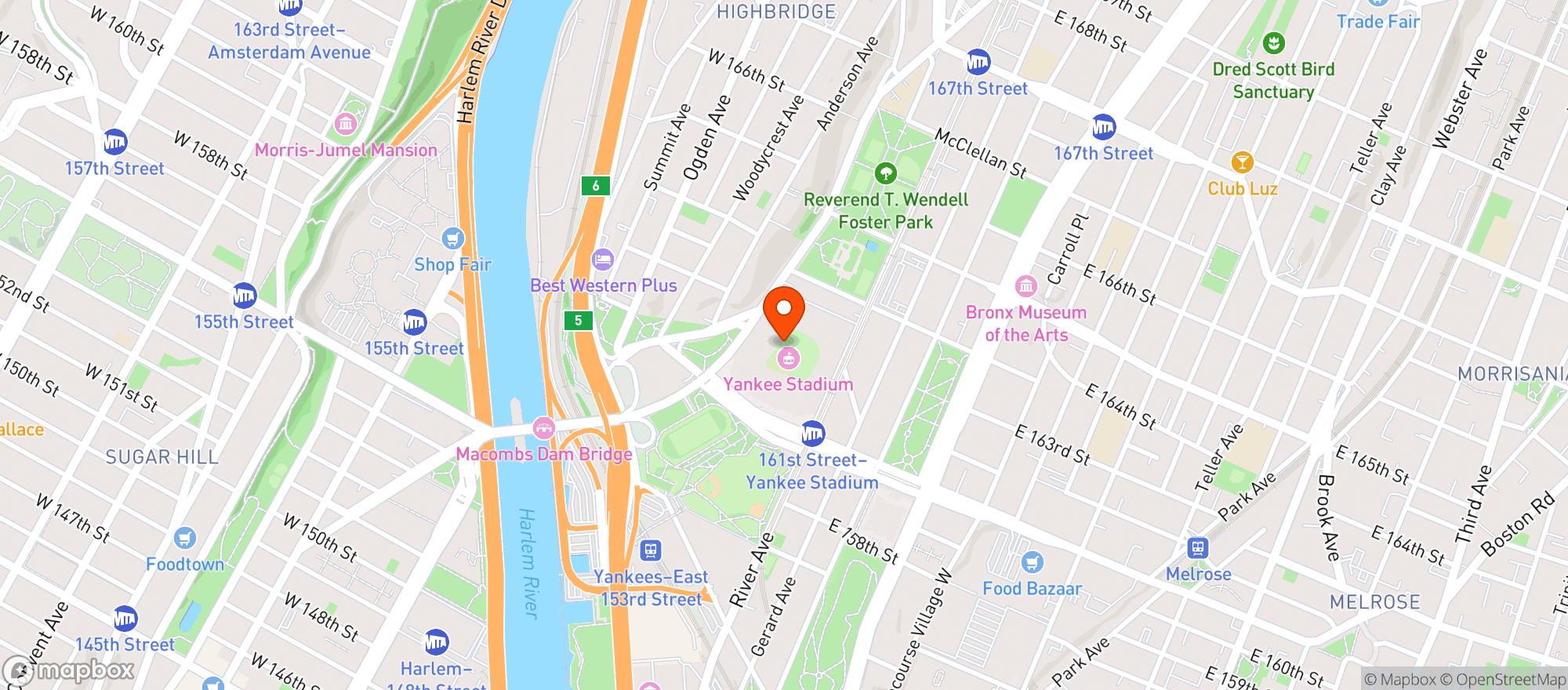 Map showing Yankee Stadium