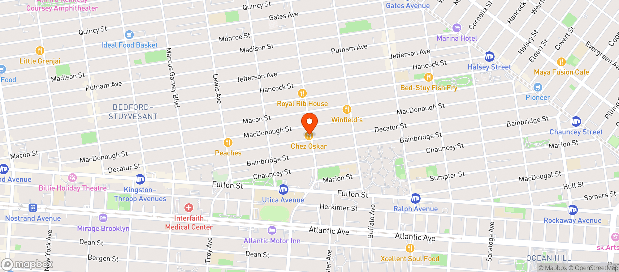Map showing Chez Oskar