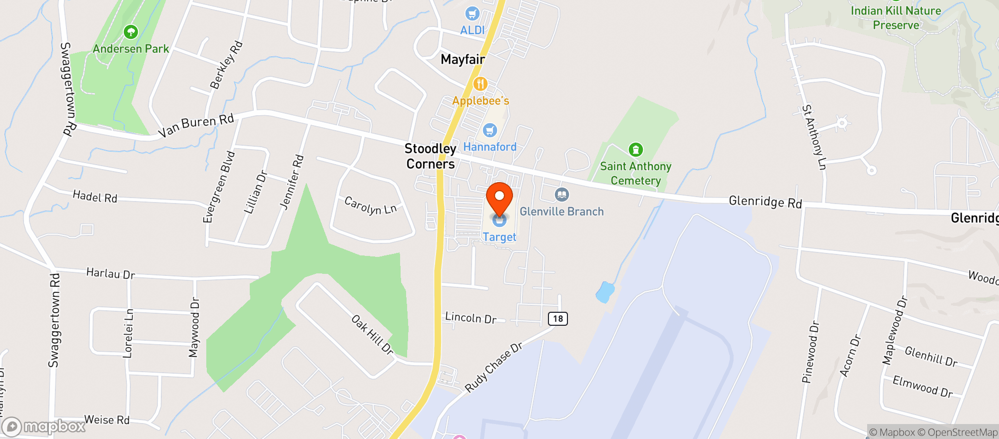 Map showing Target - Glenville