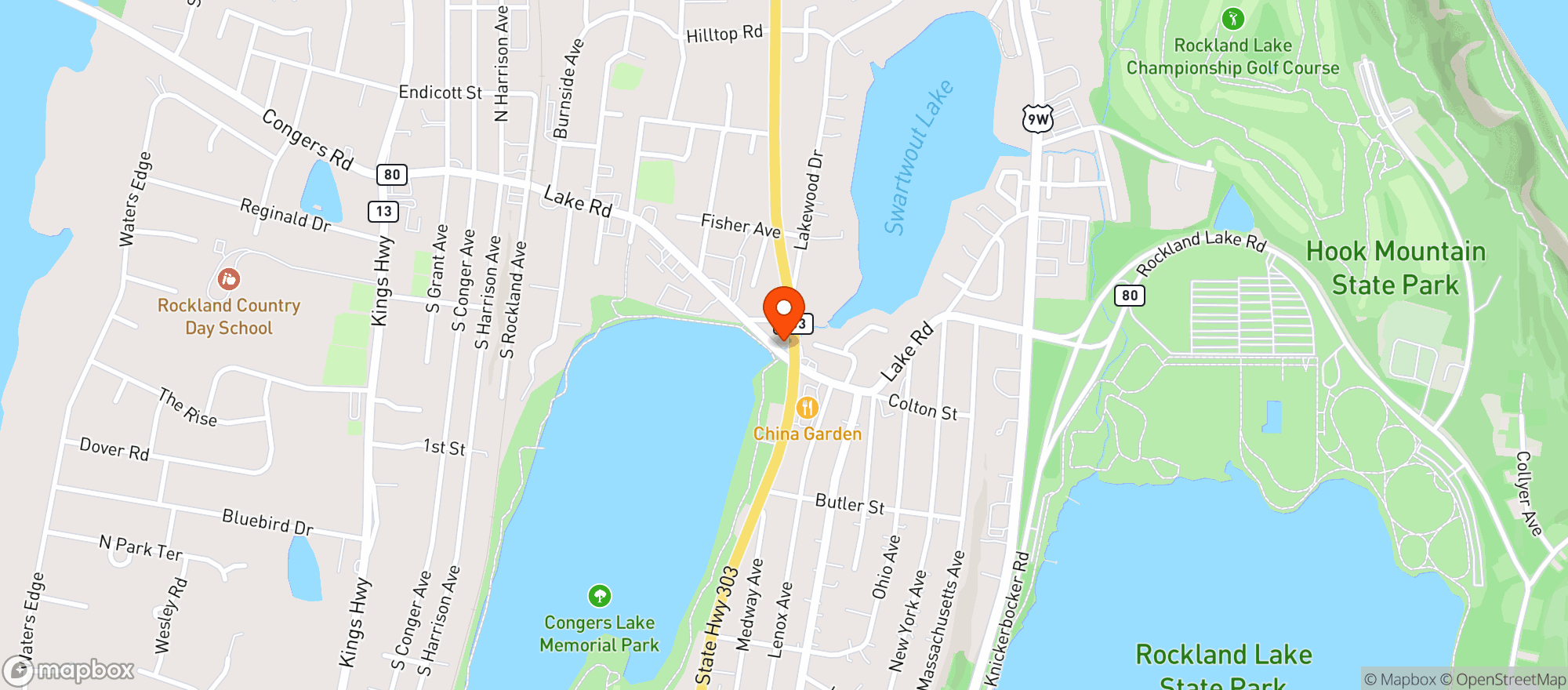 Map showing Ricks Club American Restaurant