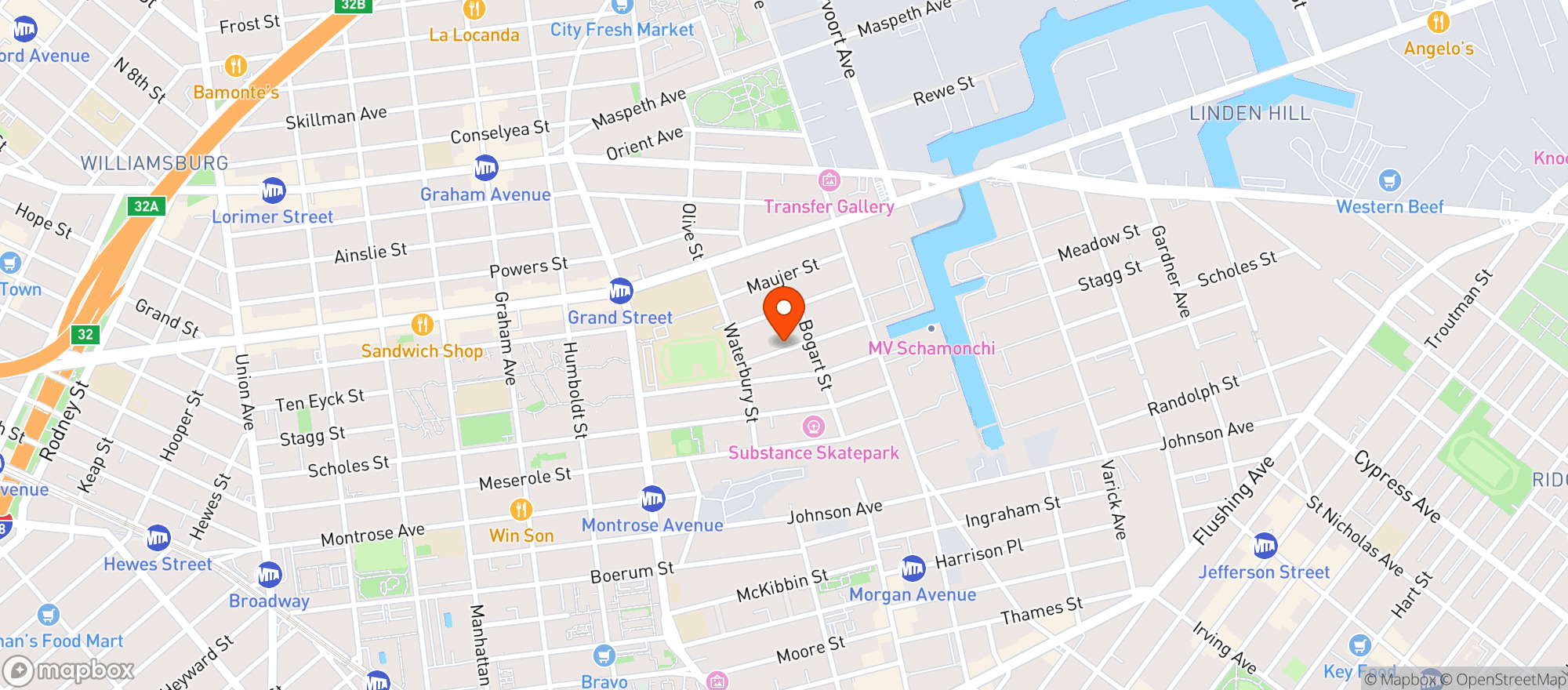 Map showing THE BROOKLYN MONARCH