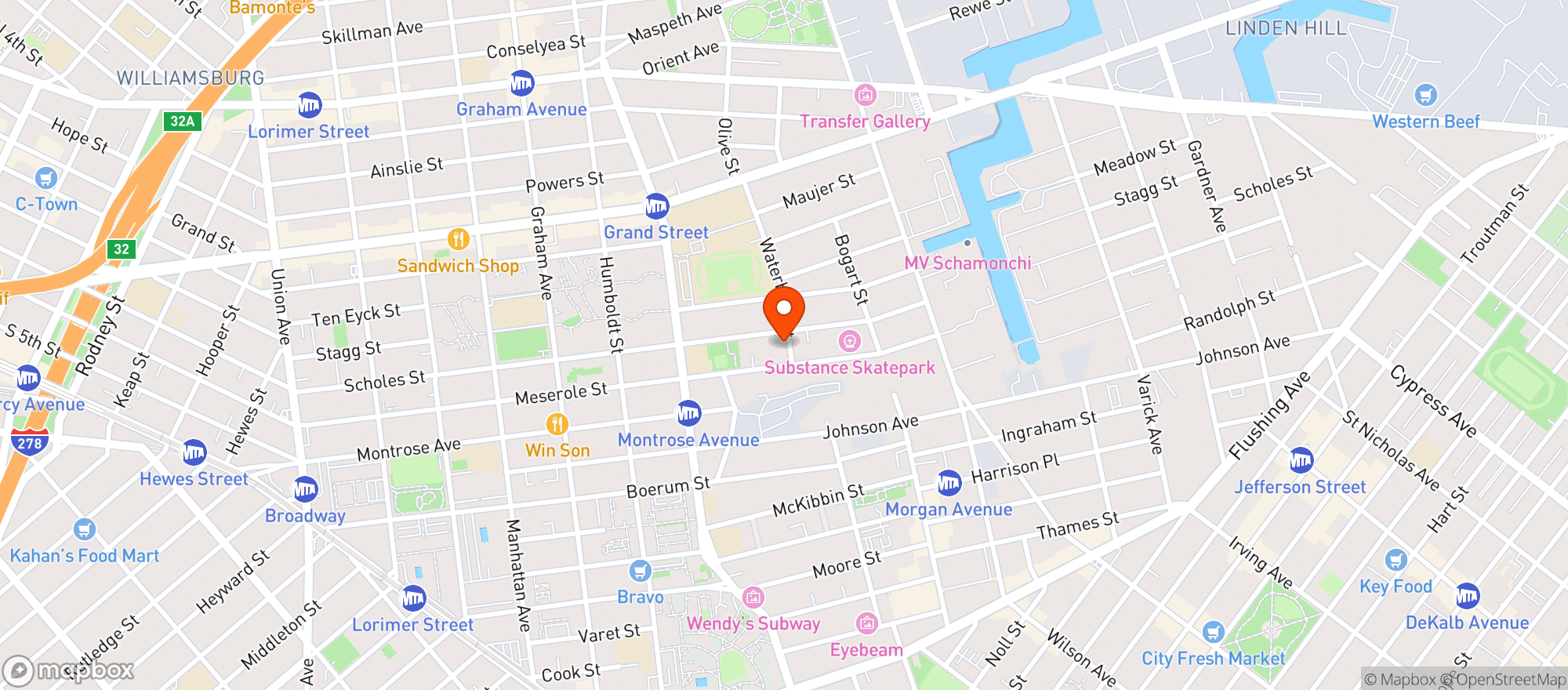 Map showing Waterbury Wine & Spirits