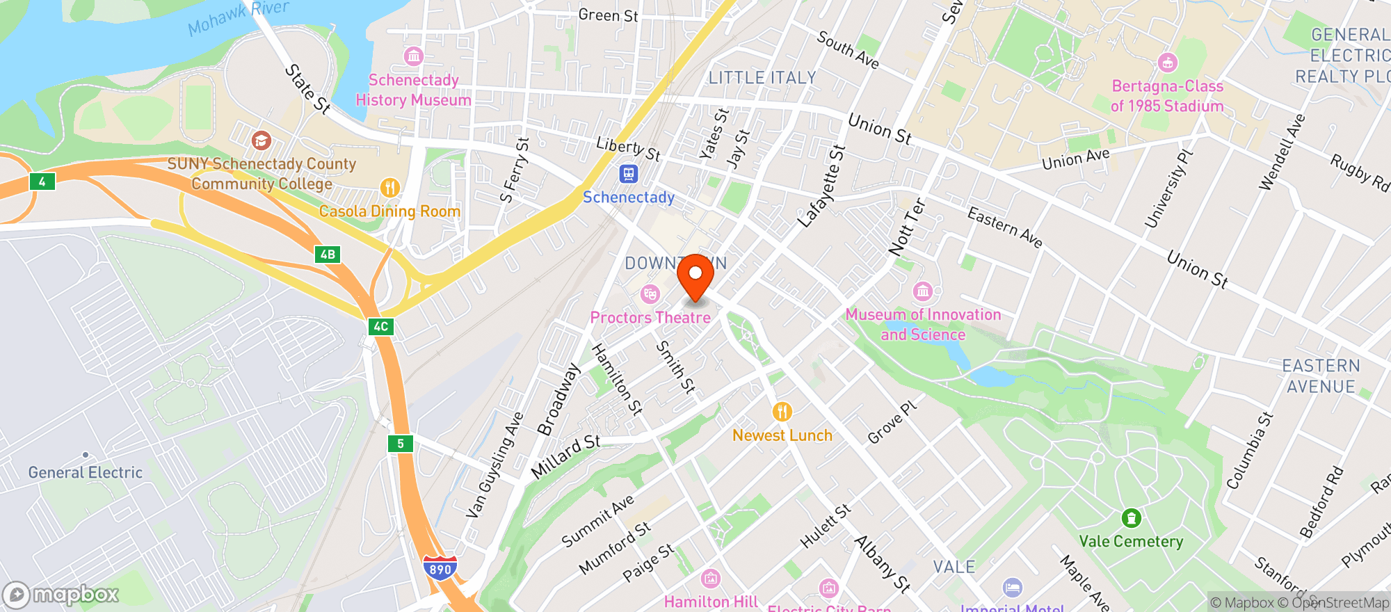 Map showing Milas Restaurant & Bar