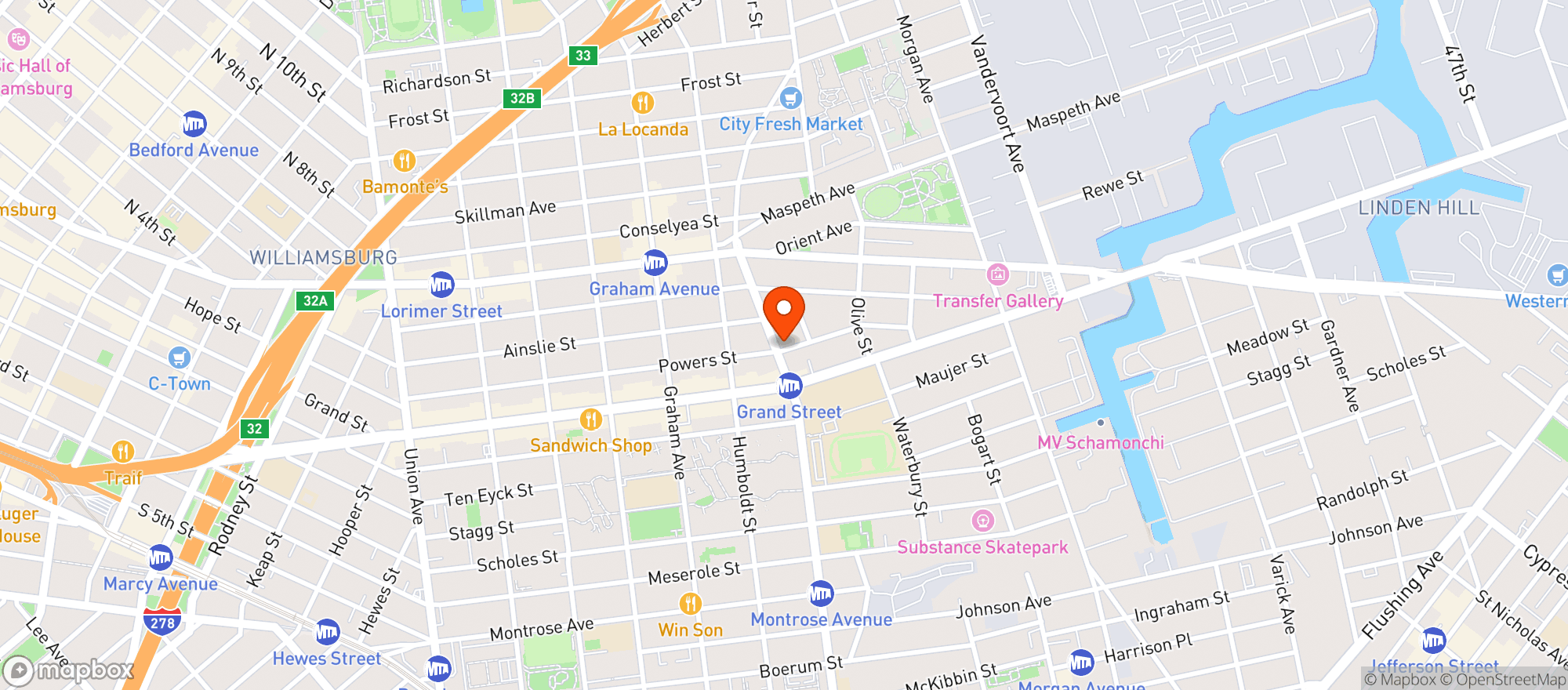 Map showing Day & Night Deli