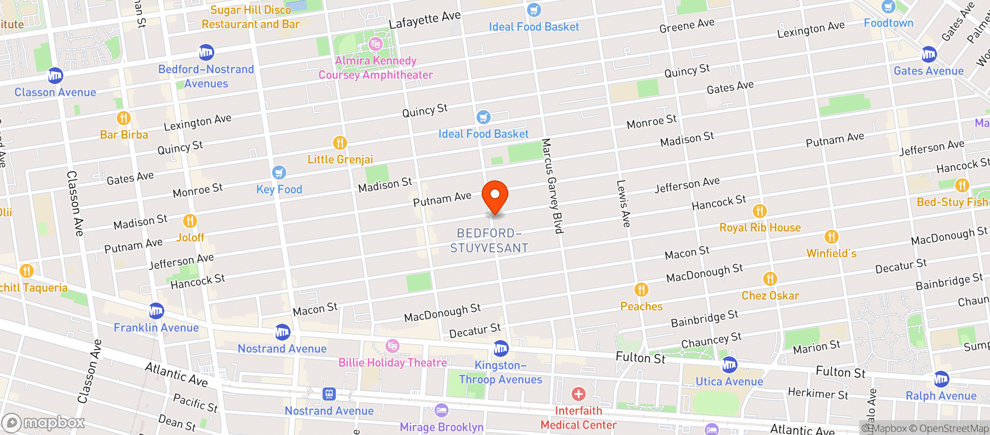 Map showing Jessicas Deli Grocery