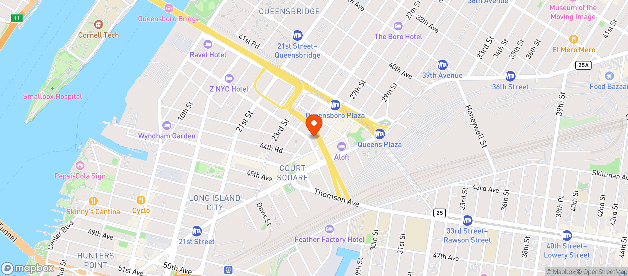 Map showing Even Hotel Long Island City - New York