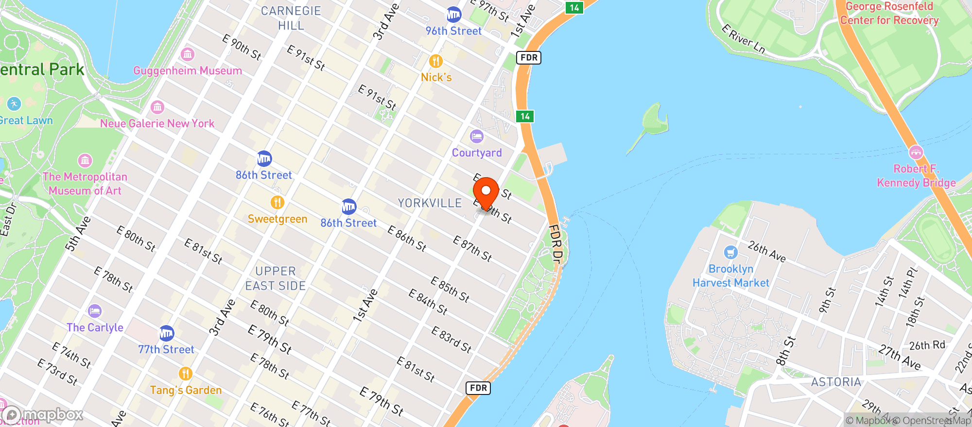 Map showing HEAVENLY MARKET CAFE - UPPER EAST SIDE