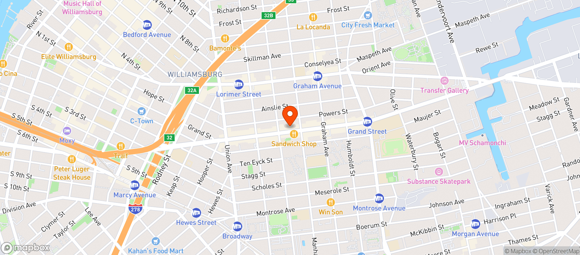 Map showing Crystal Lake Brooklyn